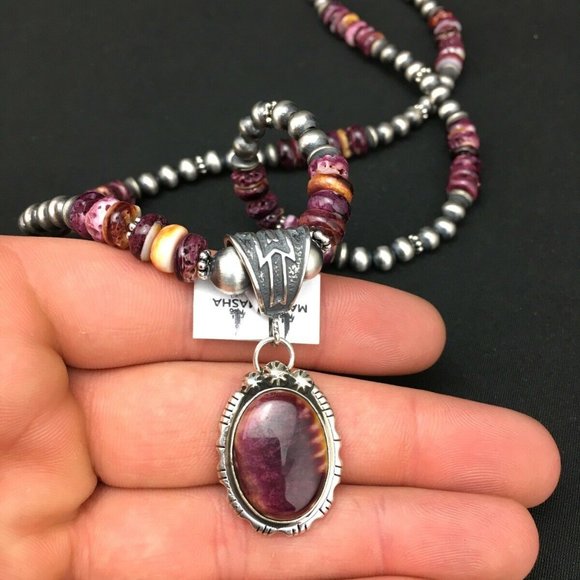 Women's Gift Navajo Purple Necklace Pendant Ln 22 - Picture 9 of 12